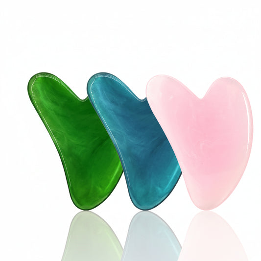 Heart - Shaped Gua Sha in Green Blue and Pink Ideal for Facial and Body Massage Promoting Blood Circulation and Relaxation